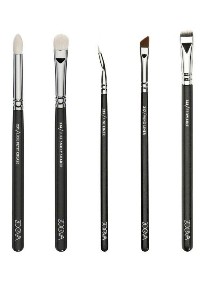 زويفا طقم فرش لمستحضرات تجميل العيون مكون من 15 قطعة أسود / فضي / أبيض - Image 4